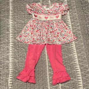 Floral Smocked Top with Pink bell bottoms